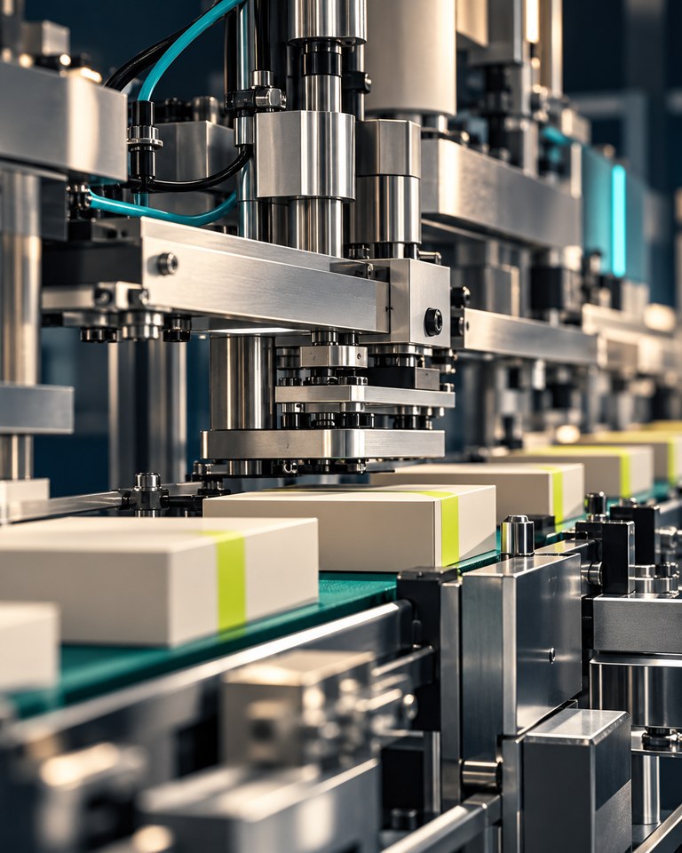 Dettaglio di un impianto industriale di confezionamento